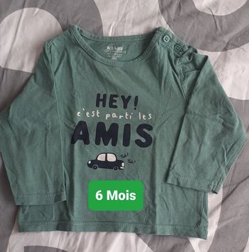 Très joli tee-shirt en coton bio. 6 Mois. Kiabi.