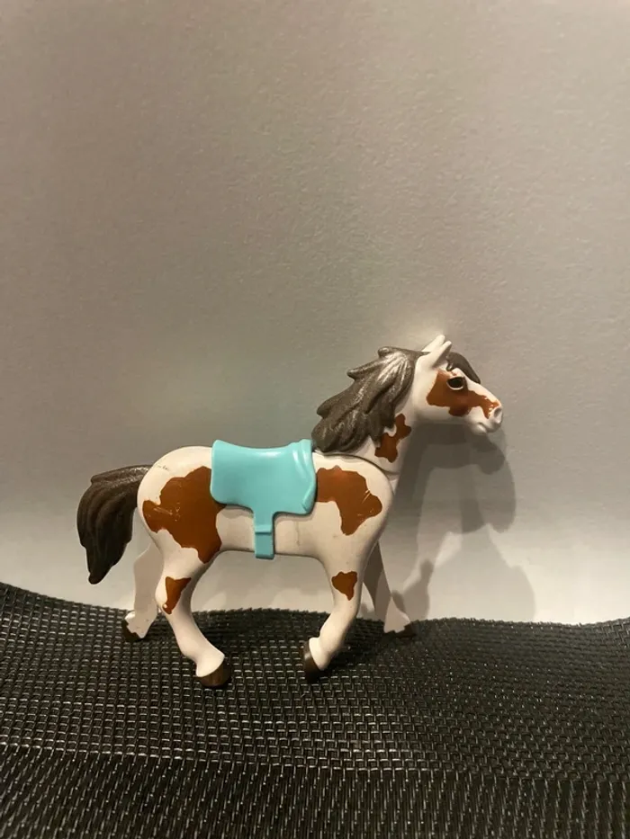 Playmobil figurine cheval blanc tacheté marron western écurie centre équestre équitation - photo numéro 2