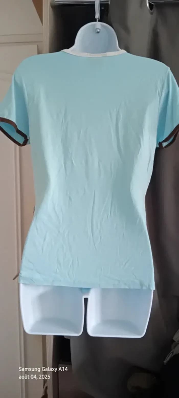 Tee-shirt de sport élite manches courtes bleu et blanc col rond en viscose femme 40/42 élite sport - photo numéro 11