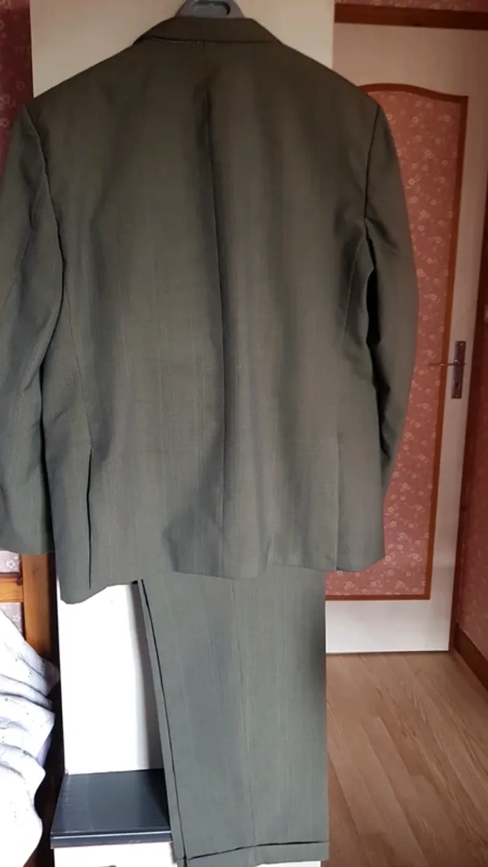 Costume  à  carreaux vert  olive et marron Oxford - photo numéro 2