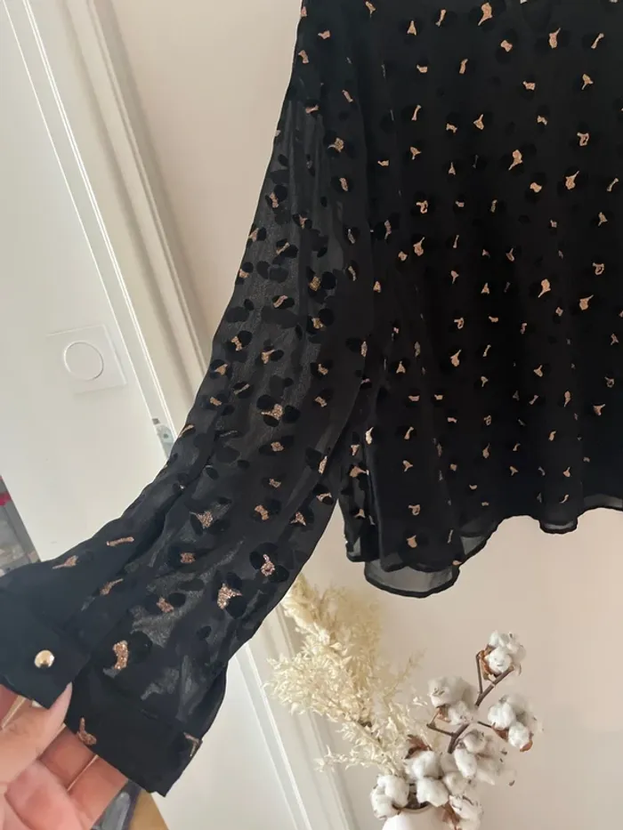 Blouse, noir, imprimé léopard brillant - photo numéro 7