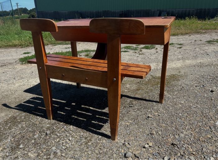Double Pupitre bureau en bois vintage