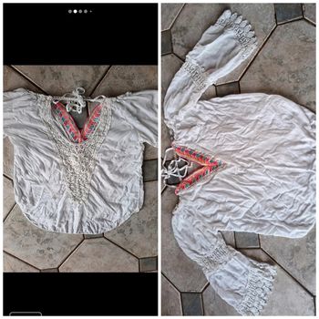 Chemise blouse dentelle taille unique manche