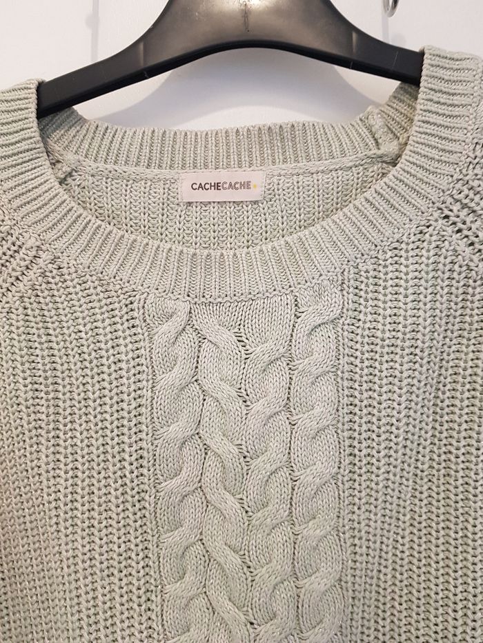Pull en maille vert pailleté - photo numéro 3