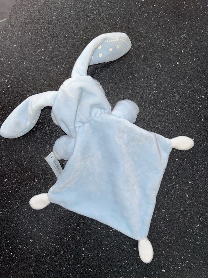 Doudou ours lapin blanc bleu peluche étoiles lune phosphorescent - photo numéro 7