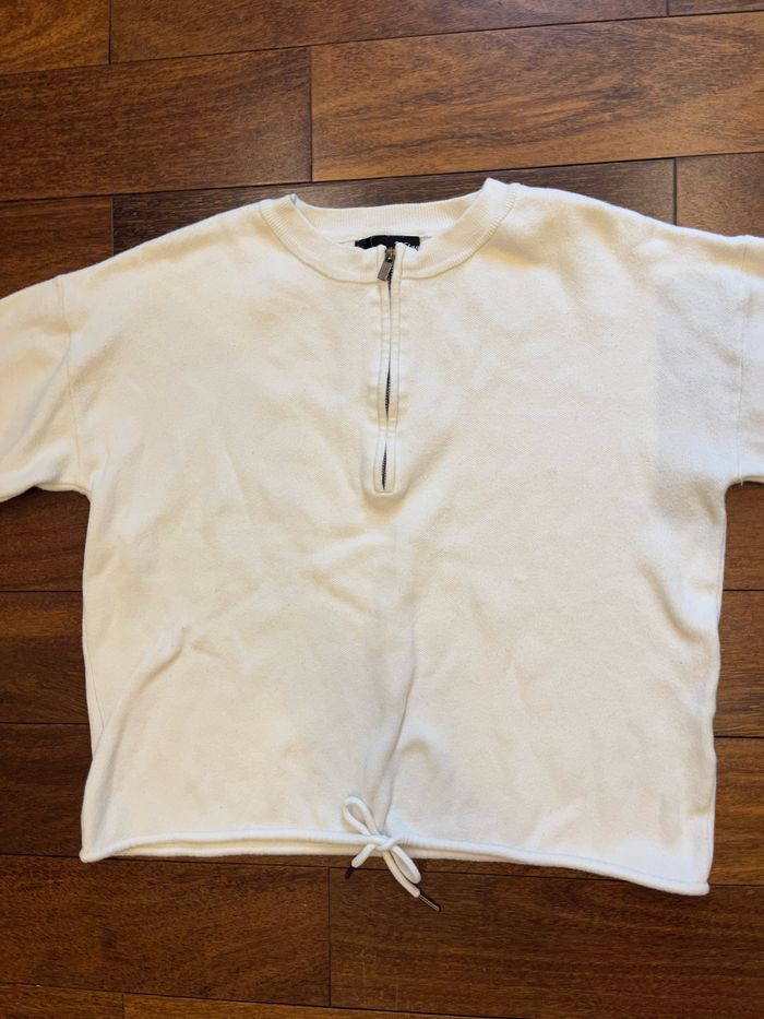 Pull sweat blanc col zippe à noeud etam taille S/36 - photo numéro 5