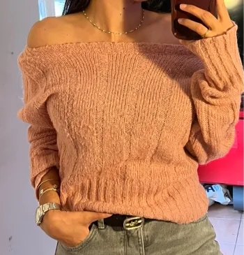 Superbe pull chic en laine épaules dénudées en laine - taille 1 (xs)
