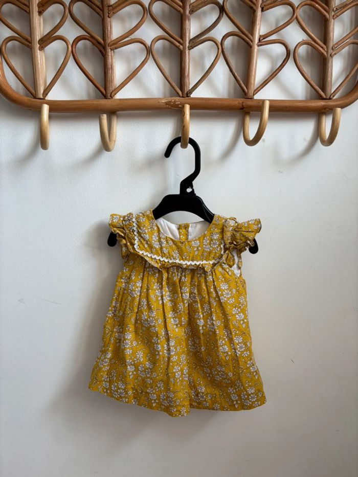Robe été jaune fleurie Jacadi 3 mois