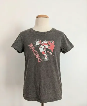 T-shirt gris motif Moto Cross "Racing" - Tex Basic - 4/5 ans