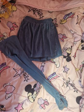 Jupe velours + collants okaidi 8 ans