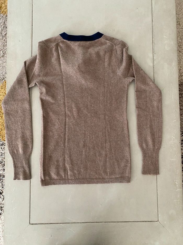 Pull Acanthe cachemire marron avec col V marine taille 1 - photo numéro 17