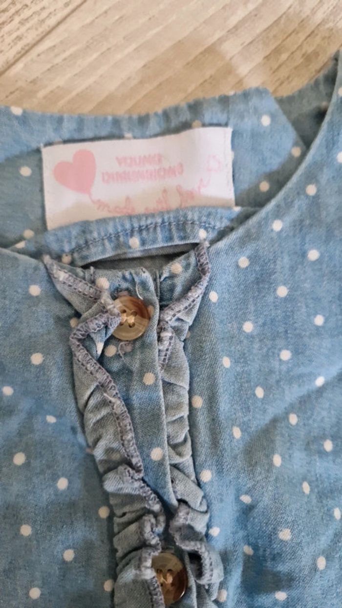 Combinaison short bleu jeans à petit pois Primark 🌼 24 / 36 mois - photo numéro 2