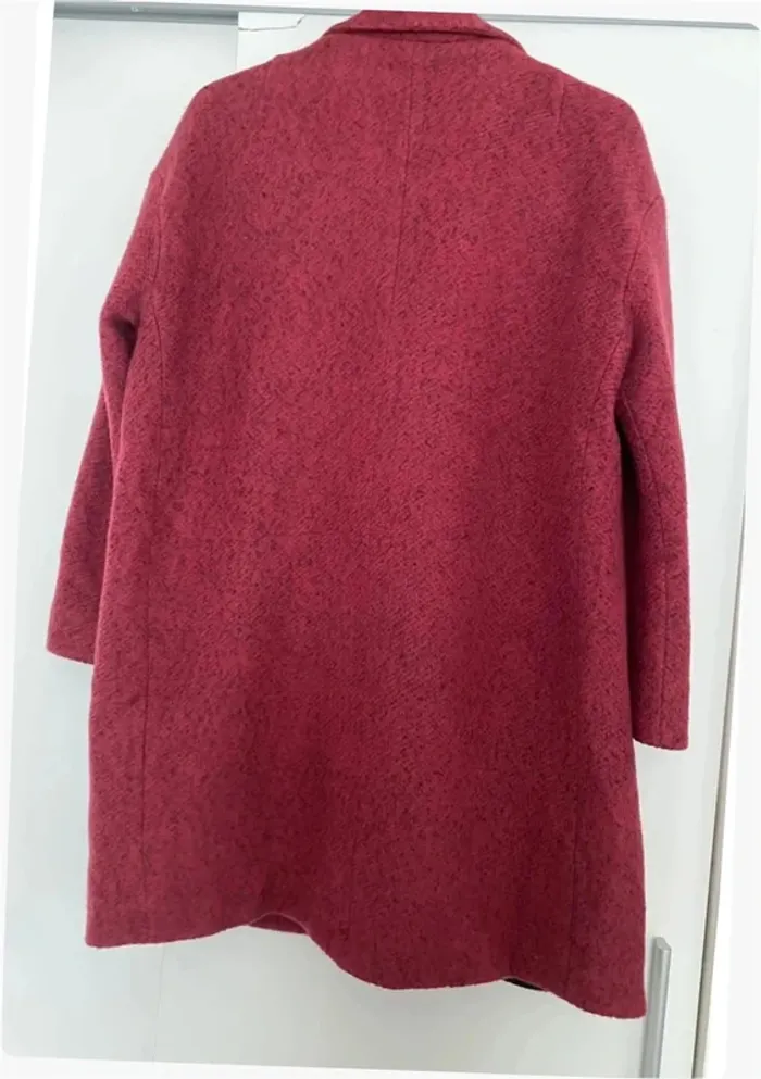 Manteau droit coton rouge Bordeaux Mango - photo numéro 5