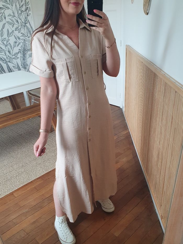 Robe longue Seychelles beige effet lin Taille S/M - photo numéro 3