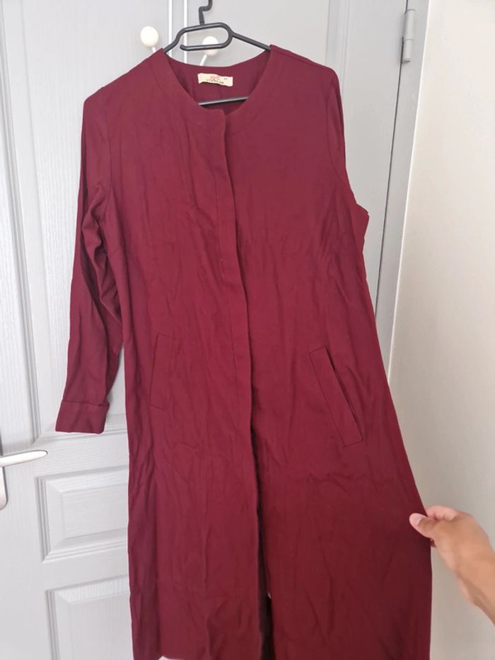 Veste tunique zippée bordeaux avec poches taille L neuve - photo numéro 2