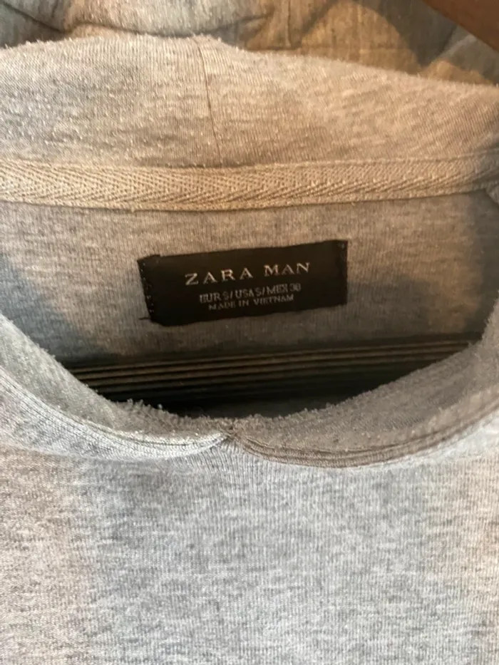Sweat à capuche Zara à gris homme taille s 36 - photo numéro 2