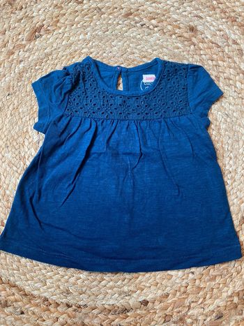 T-shirt fille bleu marine fille, 6 mois