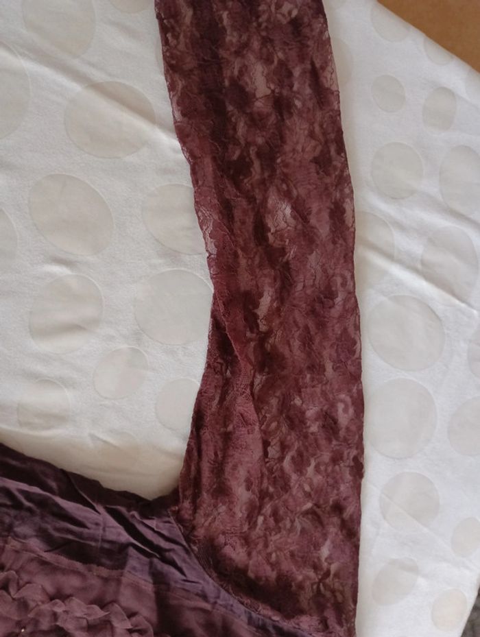 Chemisier blouse femme manches en dentelle JAC& JAC taille 2 froufrou et sequins rétro vintage - photo numéro 5