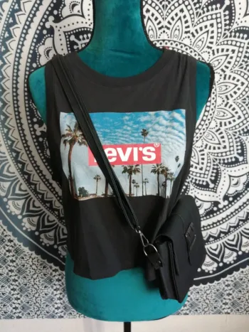 Débardeur court noir paysage palmiers los angeles / Levi's / (M)