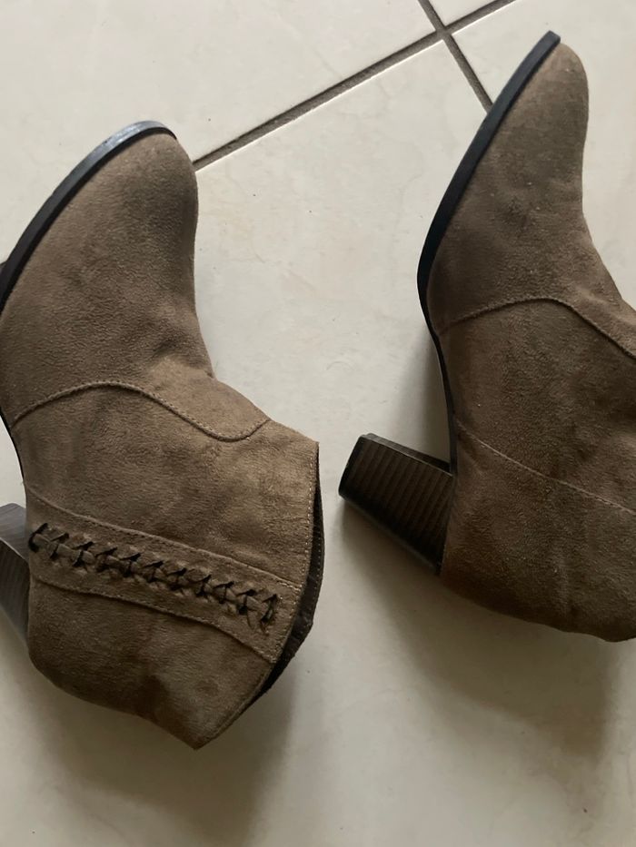 Bottines marron clair ;talon de 6 cm - photo numéro 3