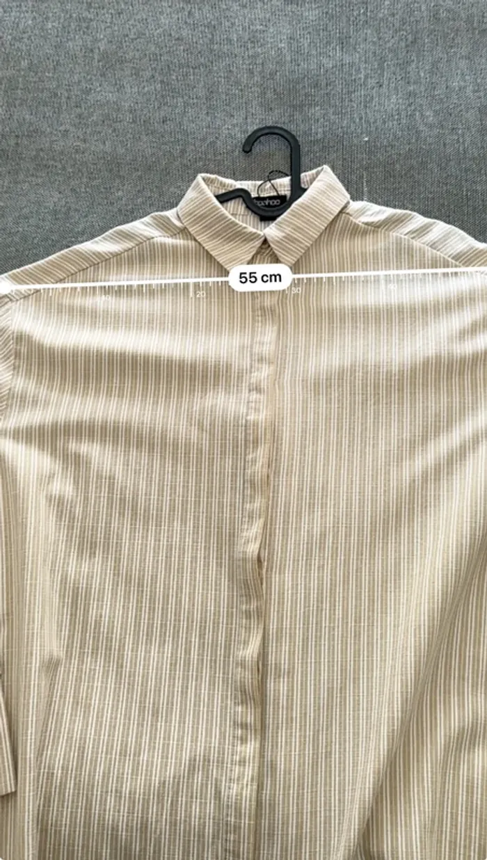 Boohoo – Chemise oversize rayée camel – Taille 38 / UK 10 - Neuf - photo numéro 5