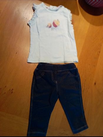 Lot pantalon Tape à l oeil et t-shirt manches longues Pommette taille 9 mois en bon état