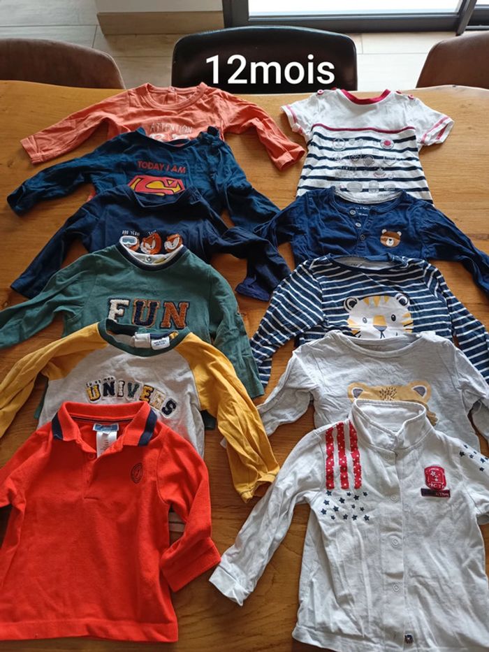 Lot tee shirt 12 mois manches longues