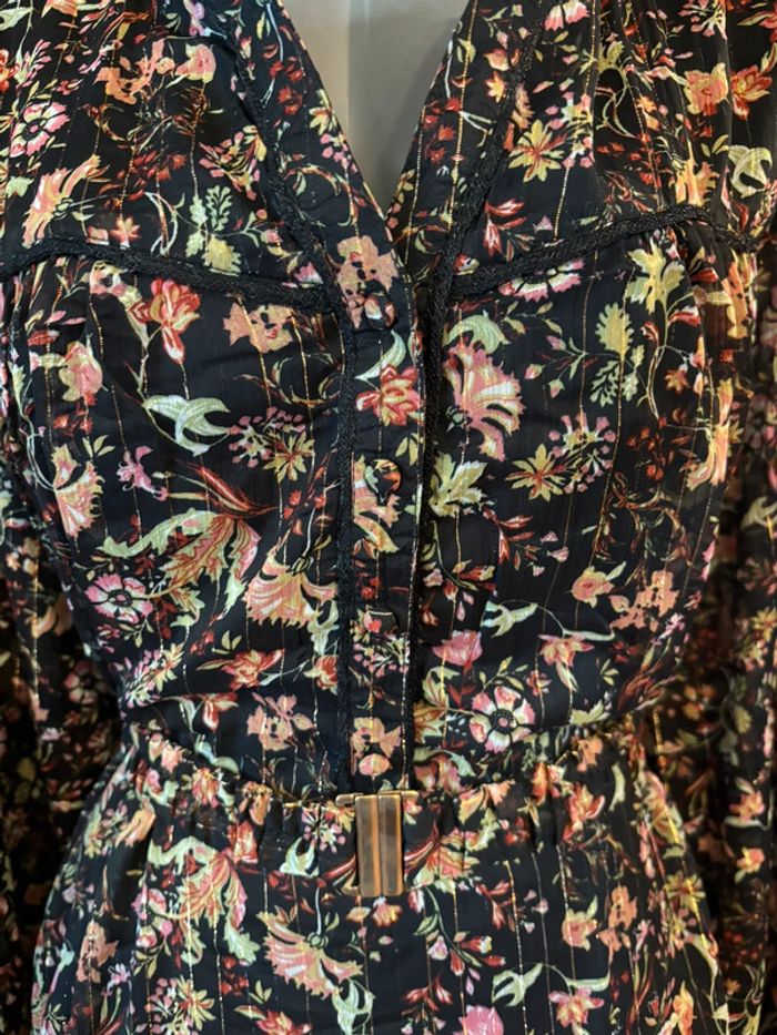 Superbe robe en mousseline doublée noire imprimé floral 54 - photo numéro 2
