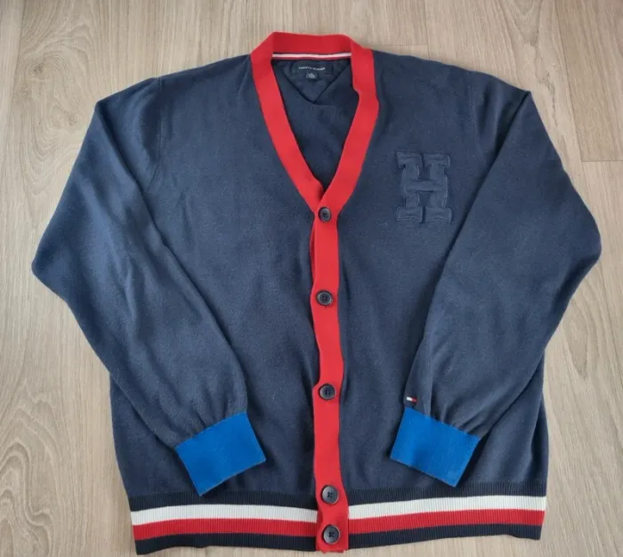 Veste a boutons Tommy Hilfiger bleue/rouge Homme Taille XL