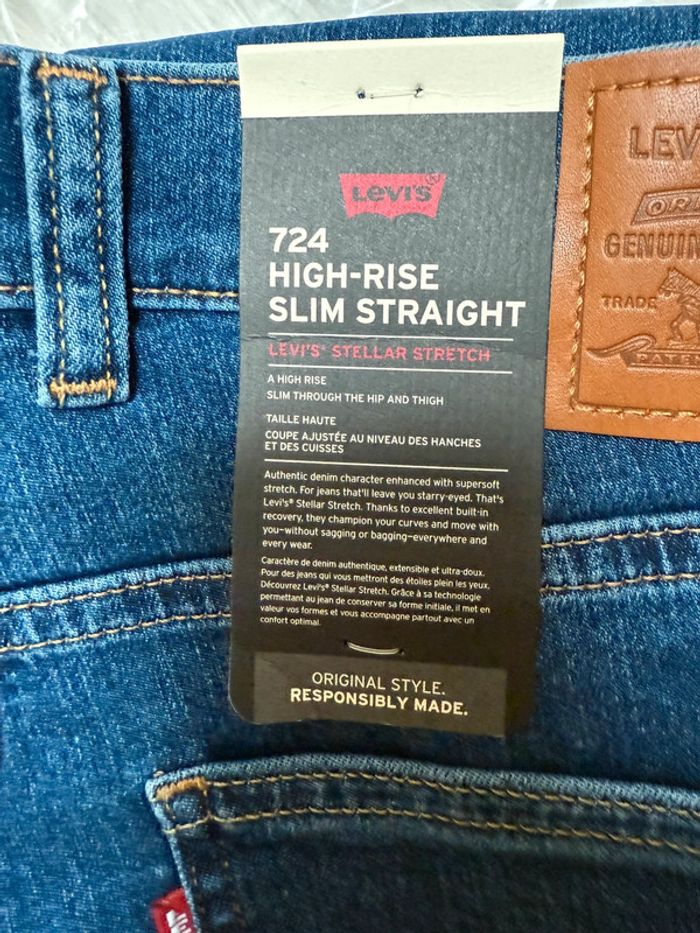 Jean Levi’s 724 Slim Straight – Taille 30/30 – Bleu classique – Neuf avec étiquette - photo numéro 16