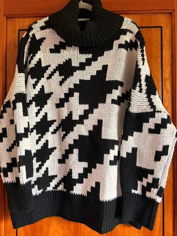 Pull noir et blanc hiver taille unique