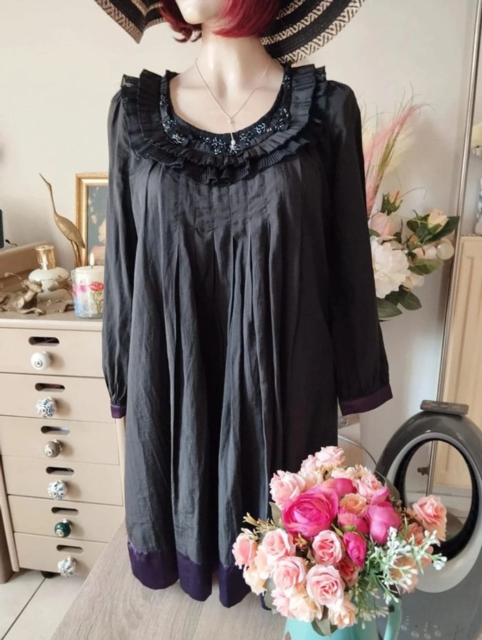 💕Robe Évasée Satin,Froufrous & Sequins T34/36💕 - photo numéro 3