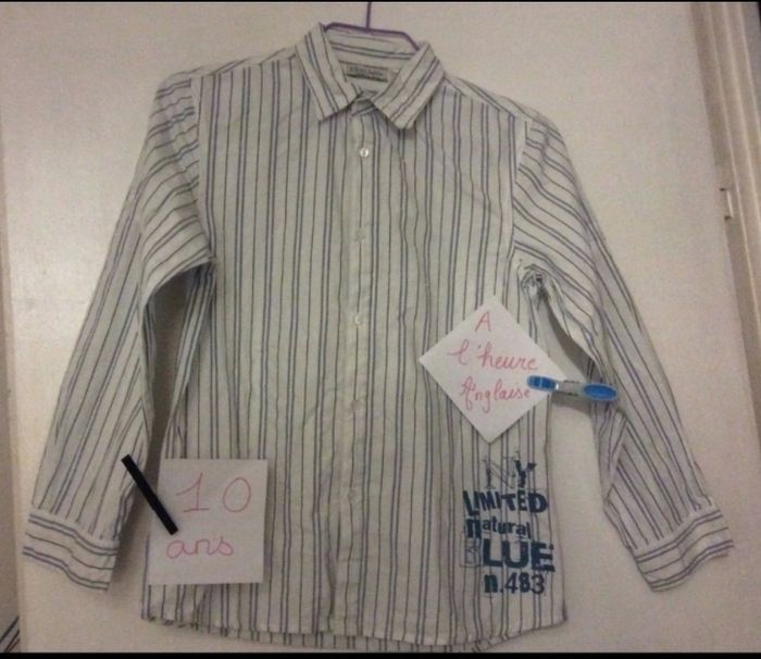 Chemise À l'heure Anglaise bleu, blanc et gris