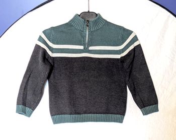 Pull Kiabi Chaud Anthracite Bas Vert Haut Col Fermeture Eclair Vêtement Tendance Mode Enfants