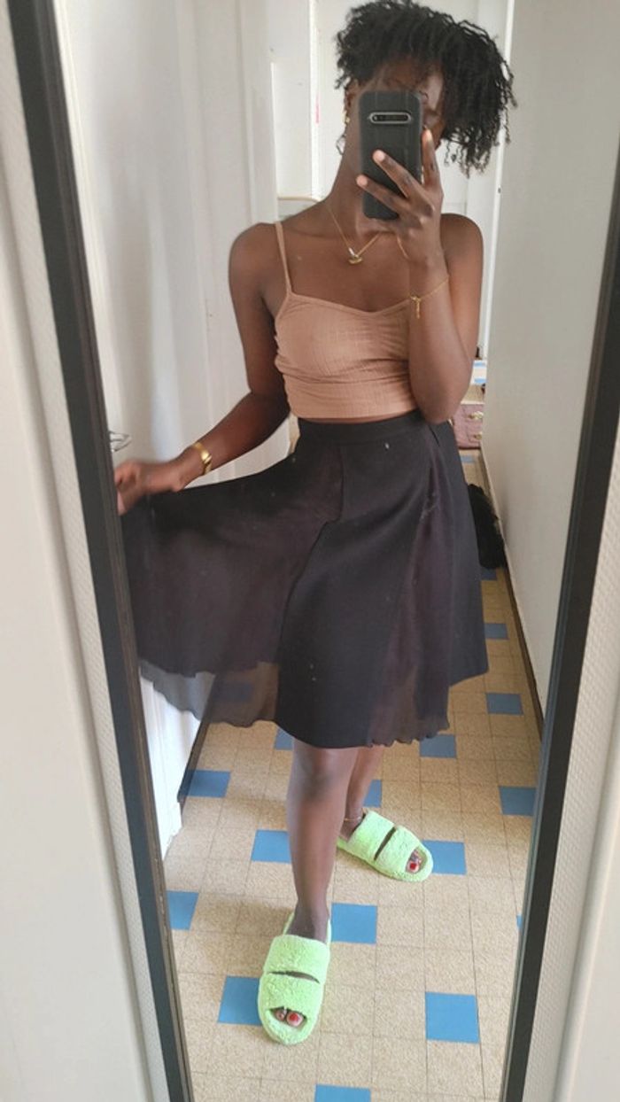 Jupe transparent en laine et soie taille haute - photo numéro 13