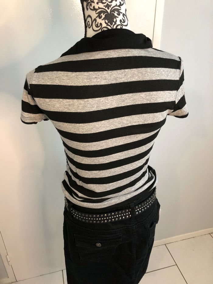 Teeshirt gris et noir rayé Etam taille 38 - photo numéro 4