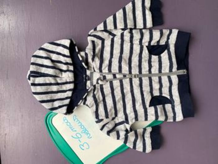 Gilet à capuche velours rayé