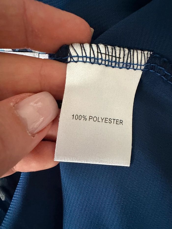 Blouse transparente bariolée ajourée bleue T38 M - photo numéro 8