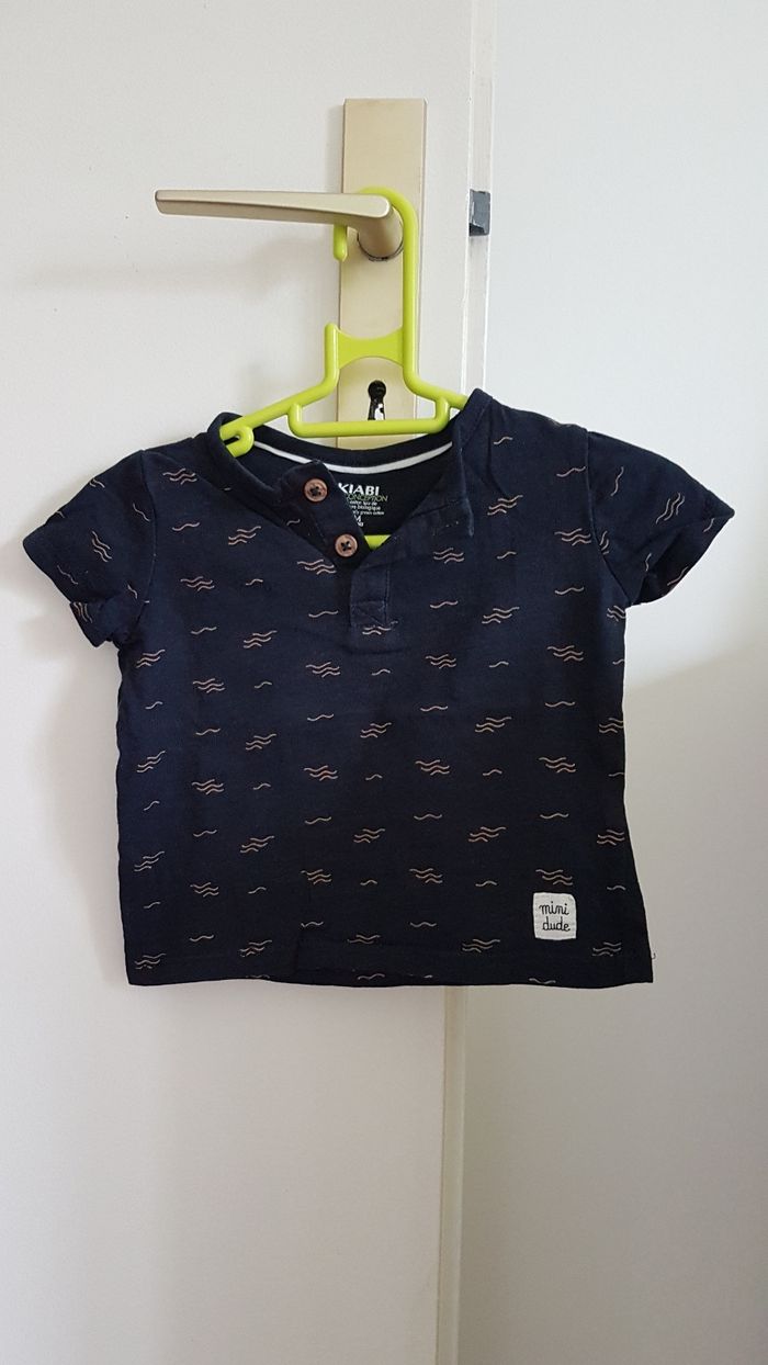 T-shirt bleu vague 6 mois