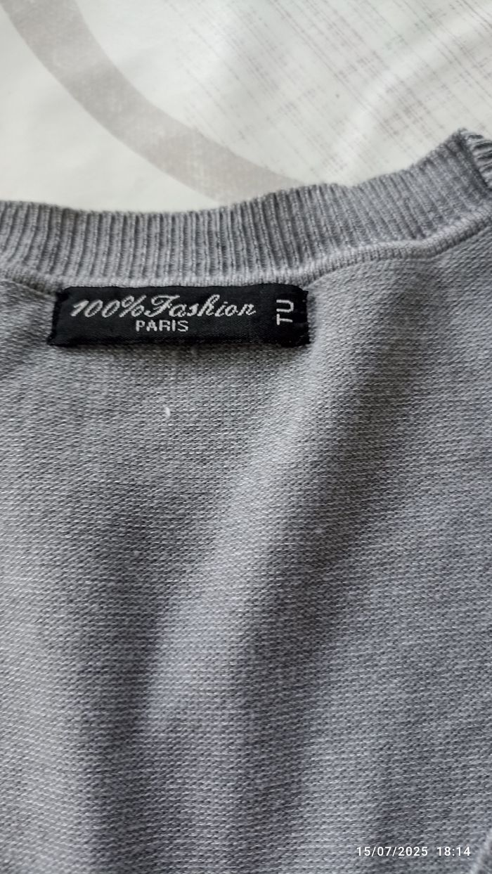 Pull gris 38 manches courte - photo numéro 2