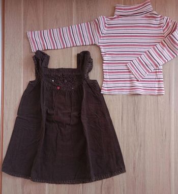 Robe velours marron sergent major 3 ans fermeture éclair invisible col roulé 4,5 ans kids graffiti