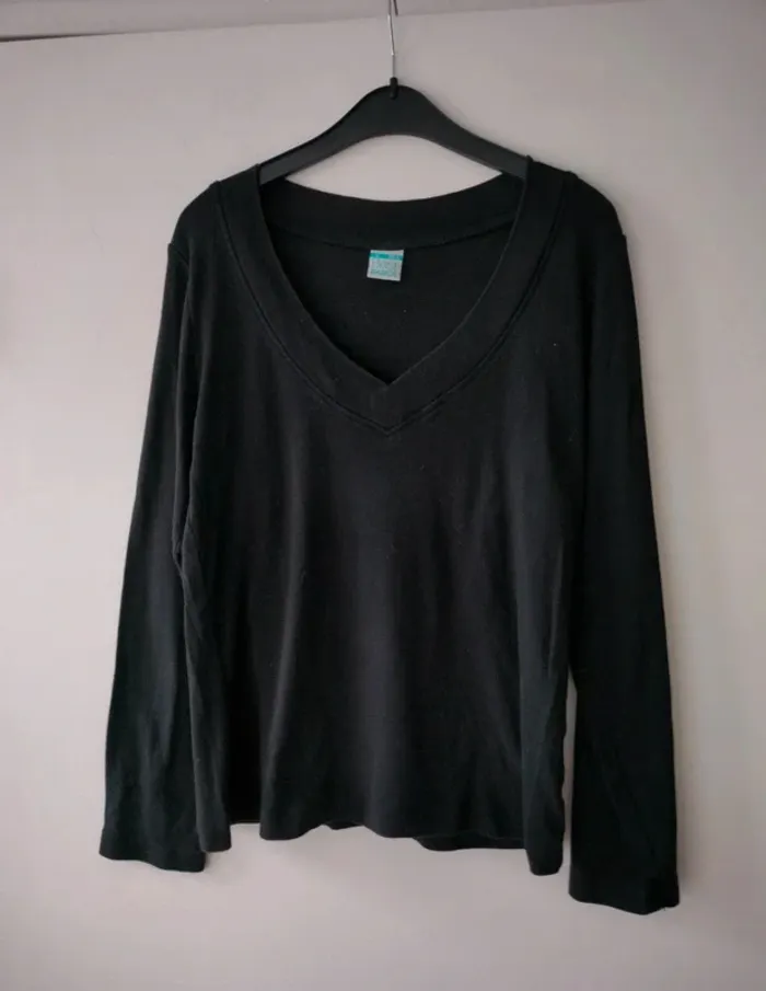 T-shirt noir M&S Mode taille M - photo numéro 2