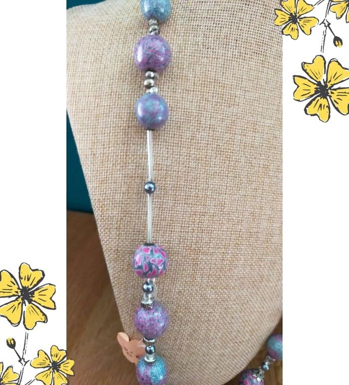 Collier fée en perles de pâte polymère – Pièce artisanale _ Collection Nuances de Rose - photo numéro 9