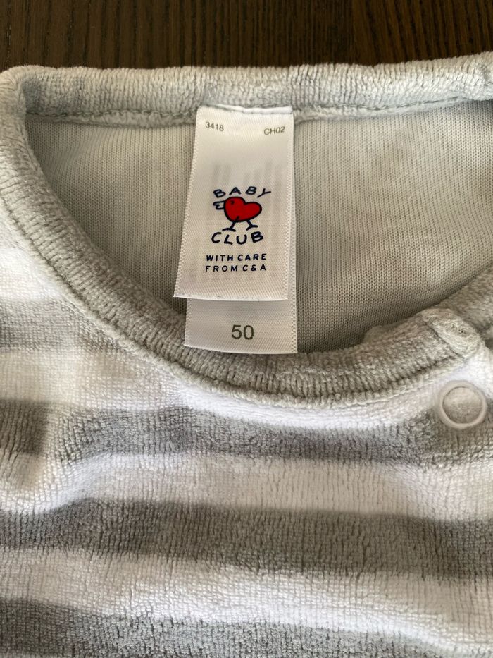 Pyjama velours gris/blanc naissance C&A - photo numéro 3