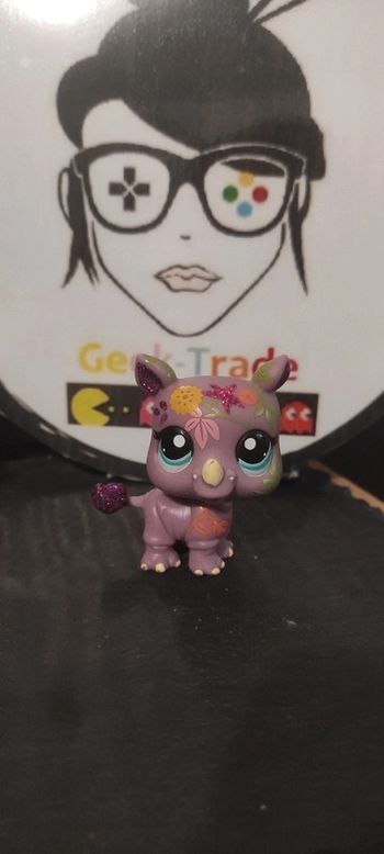 Littlest Petshop LPS Hasbro Authentic Pet shop 2342 Rhino Rhinoceros Glitter