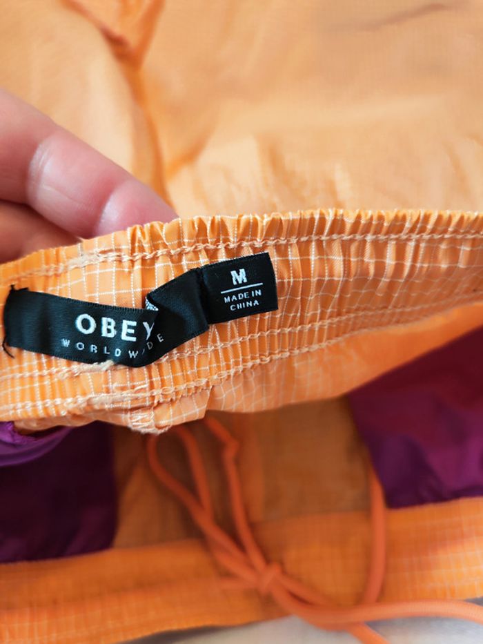 Short de bain orange carreaux blanc Obey Taille M - photo numéro 4