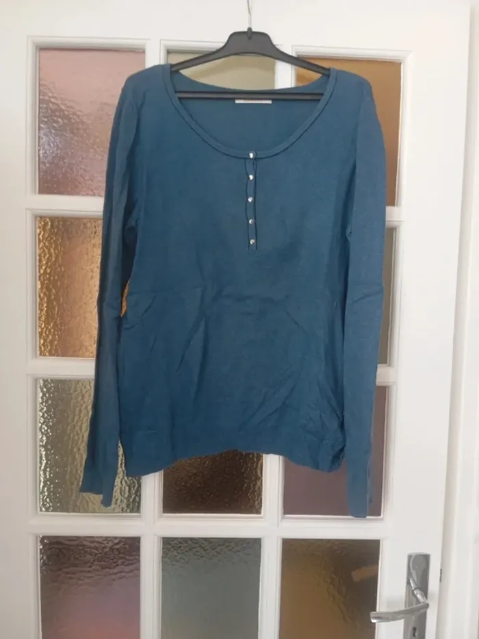 Pull turquoise camaïeu taille l