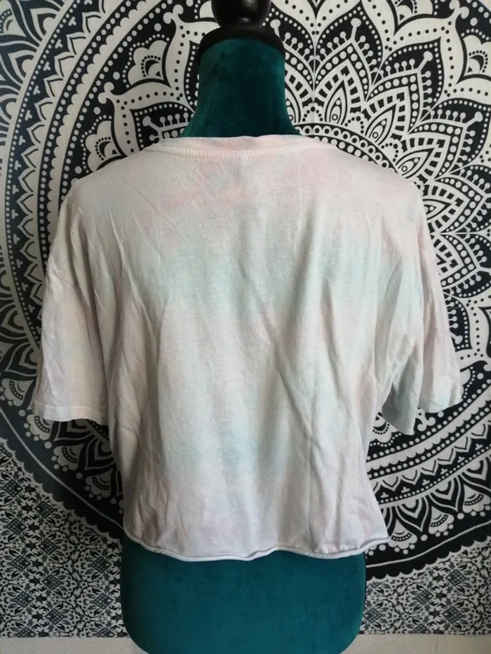 Tee-shirt crop top rose pastel avec logo et message college division / pimkie / (M) - photo numéro 4