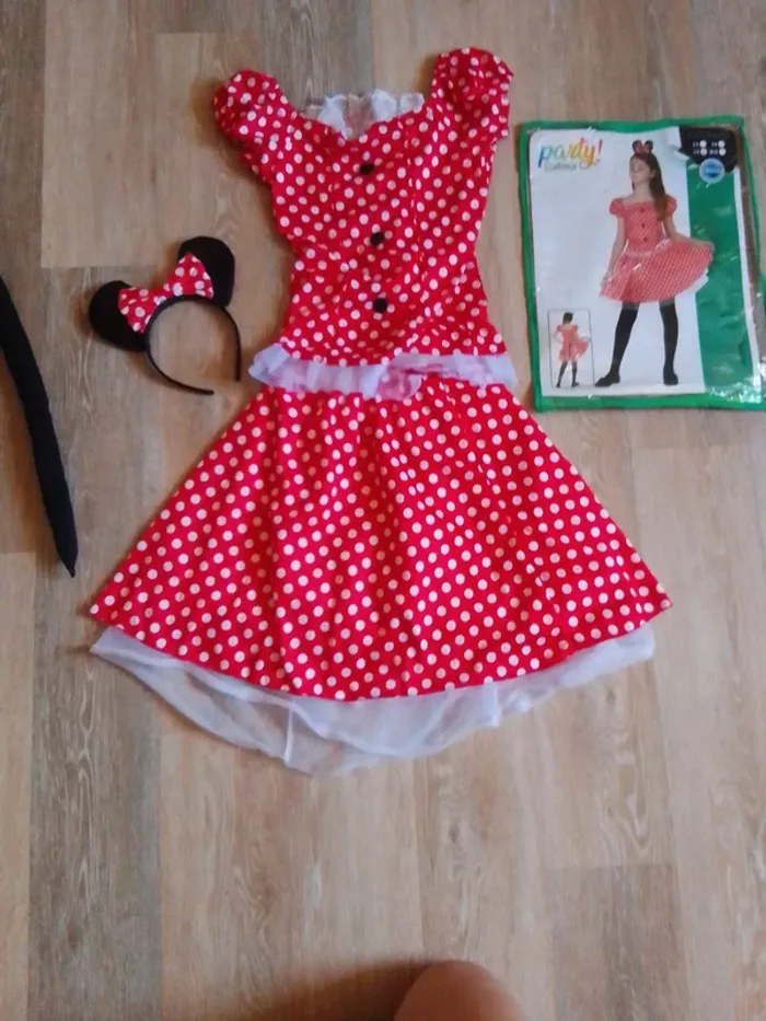 Déguisement fille 7 9 ans souris minnie année folle pois rouge blanc - photo numéro 2