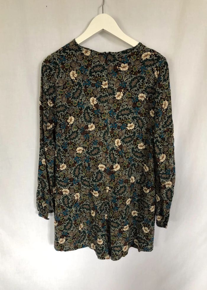 Combishort Zara fleurie noire manches longues taille XS / 34 36 comme neuve - photo numéro 8